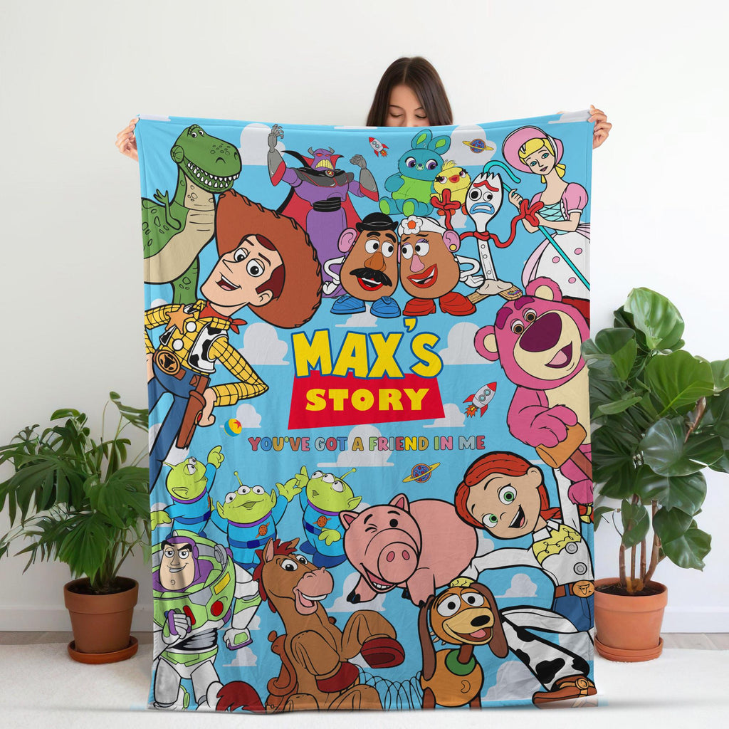 Personalized Toy Story Blanket, Woody Buzz Lightyear Jessie Toy Story Blanket, Custom Name Disney Toy Story Blanket, Birthday Boy or Girl