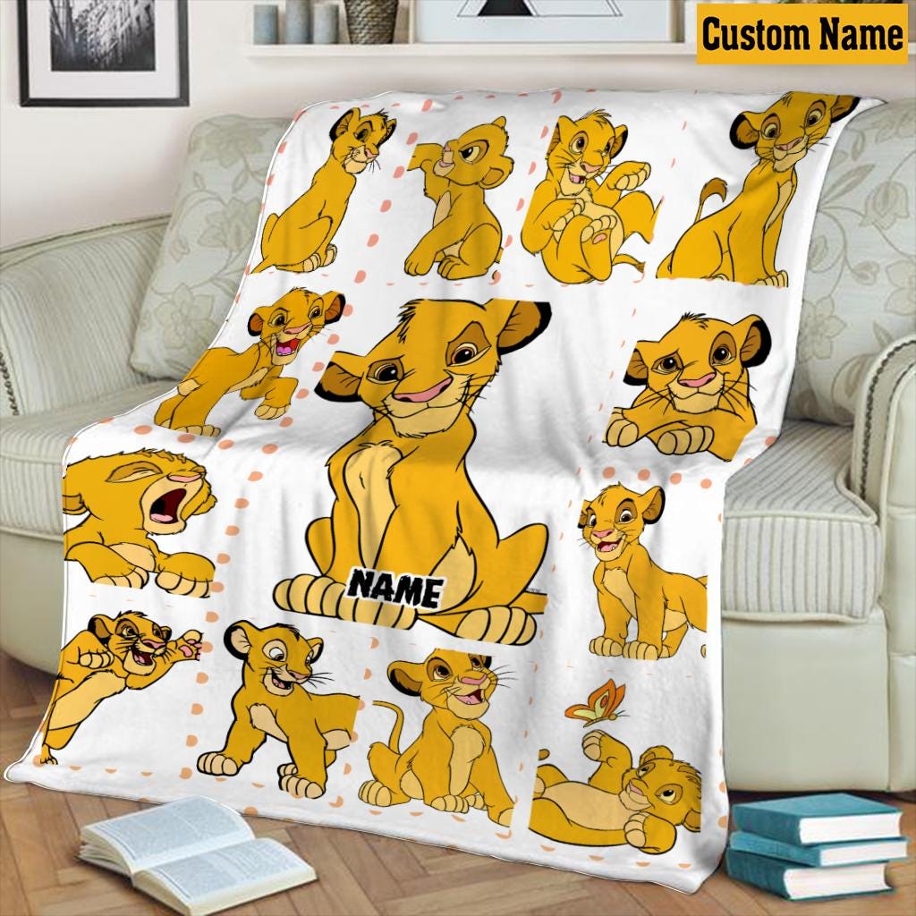 Customized Lion-King Fleece Blanket, Hakuna-Matata, Custom Disneyland Pride Lion and Friends Blanket, Lion Movie King Disneyworld Blanket