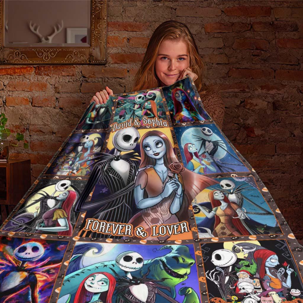 Personalized Jack Skellington Sally Blanket The Nightmare Before Christmas Blanket Halloween Blanket Gifts For Him, Lover Christmas Decor