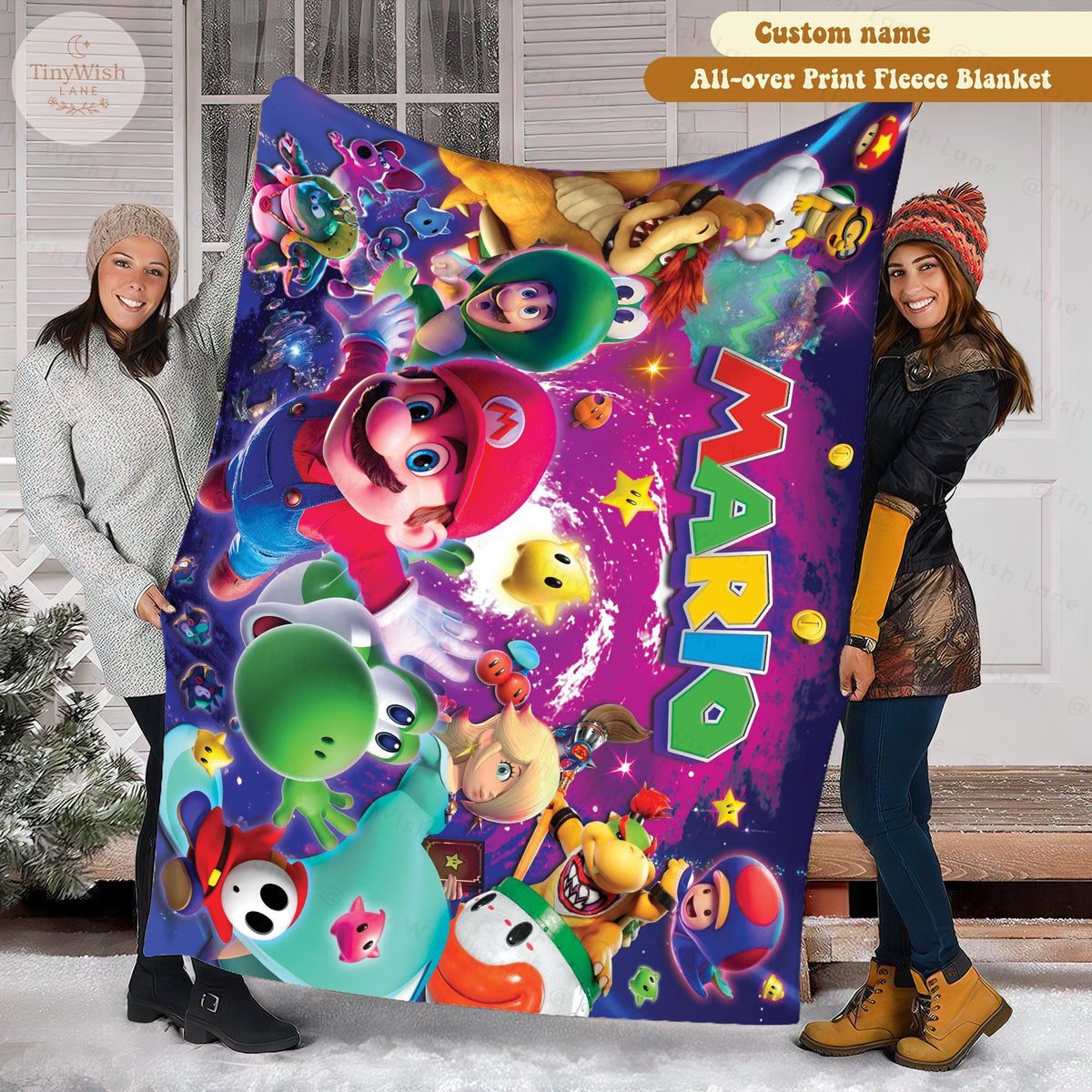 Personalized Galaxy Adventure Blanket, Custom Name Space Game Throw, Starry Cartoon Planet Blanket, Birthday Gift for Boys and Gamers
