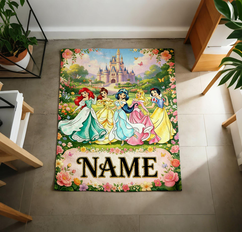 Custom Princess Ariel Belle Jasmine Blanket Soft Throw, Personalized Kids Throw