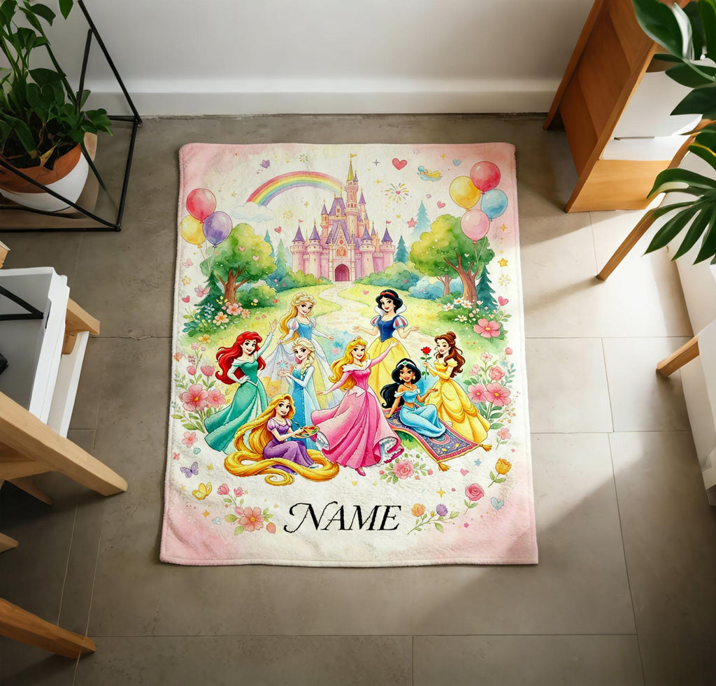 Personalized Princess Magic Blanket Soft Throw, Custom Name Toddler Gift