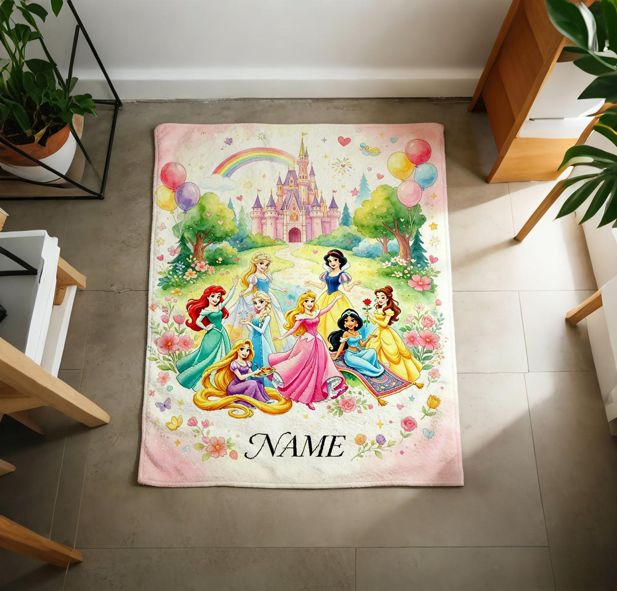 Personalized Princess Magic Blanket Soft Throw, Custom Name Toddler Gift