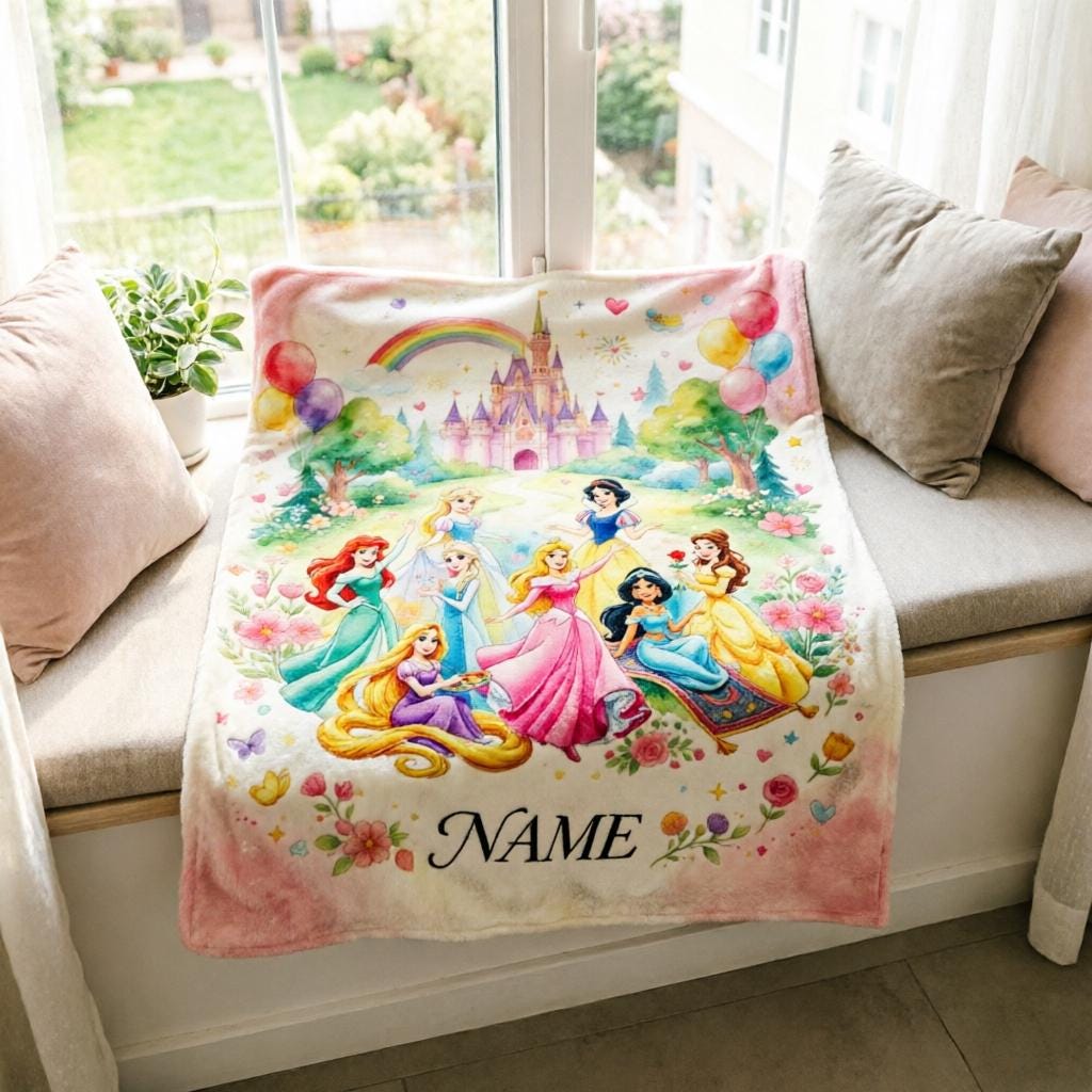 Personalized Princess Magic Blanket Soft Throw, Custom Name Toddler Gift