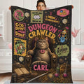 Dungeon Crawler Princess Donut And Mongo Fleece Blanket, Dungeon Crawler Carl Blanket, Fantasy Book Style Blanket, Cozy Home Gift for Gamer
