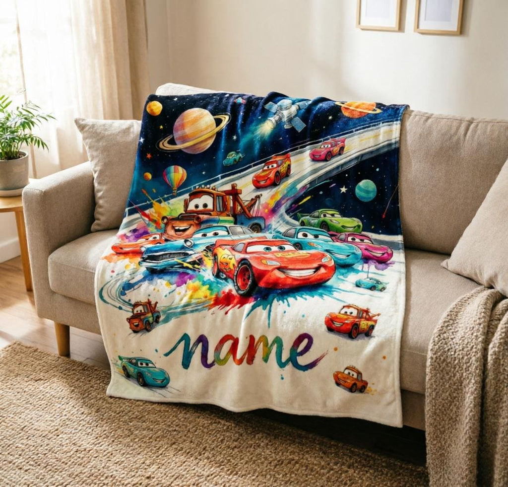 Custom Lightning McQueen Blanket Soft Throw, Cars Movie Toddler Throw