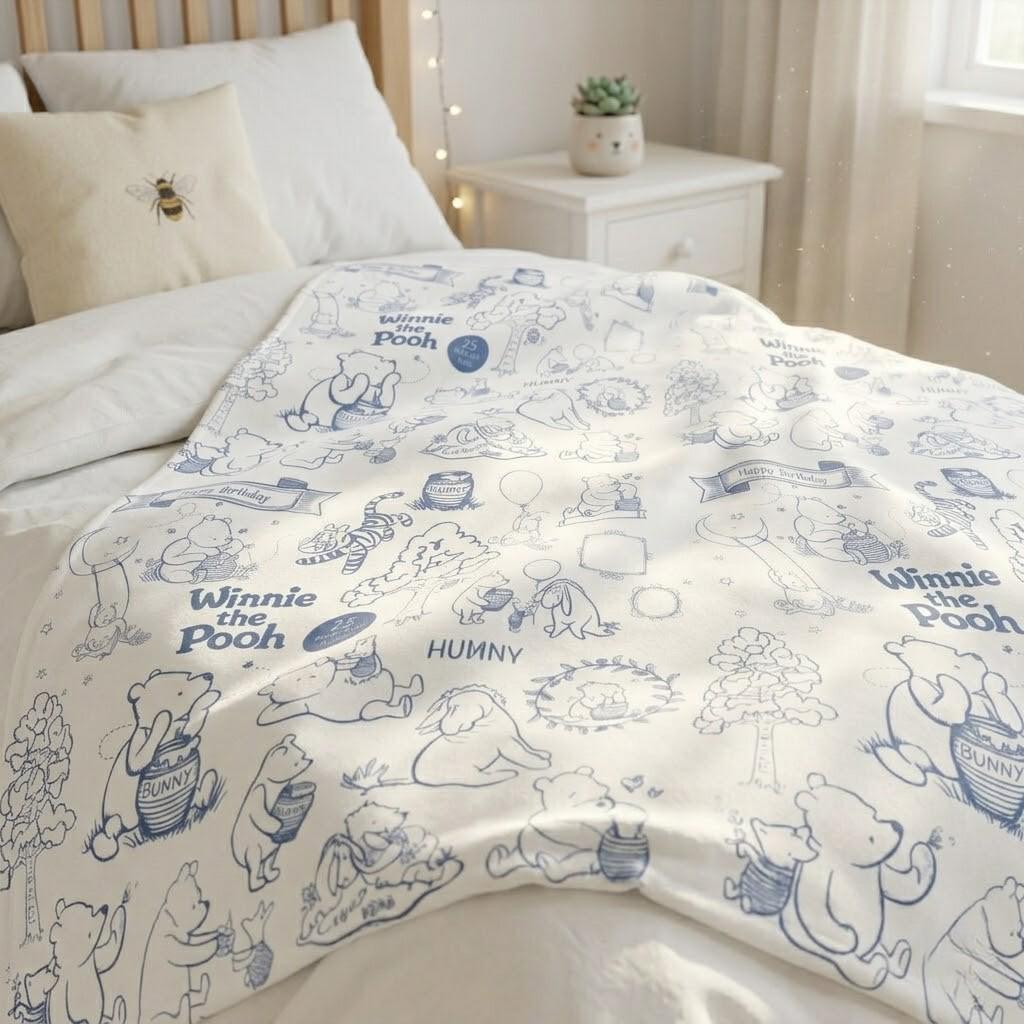 Personalized Classic Winnie the Pooh Baby Blanket, Custom Classic Pooh Inspired Baby Blanket, Vintage Pooh and Friends Minky Blanket