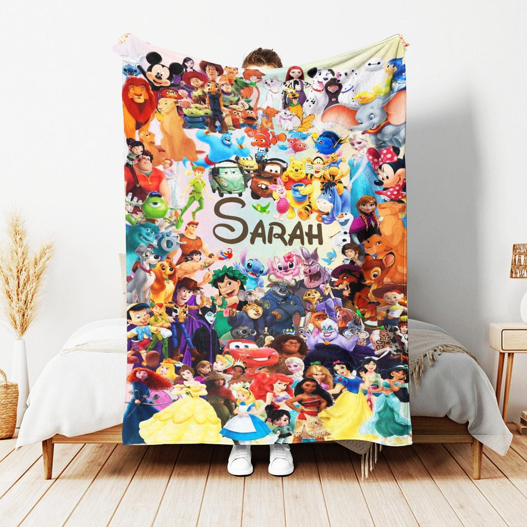 Custom Disney Character Blanket, Personalized Disney Princess Kids Fleece Blanket, Disney World Gift, Baby Birthday Gift, Mickey And Friends