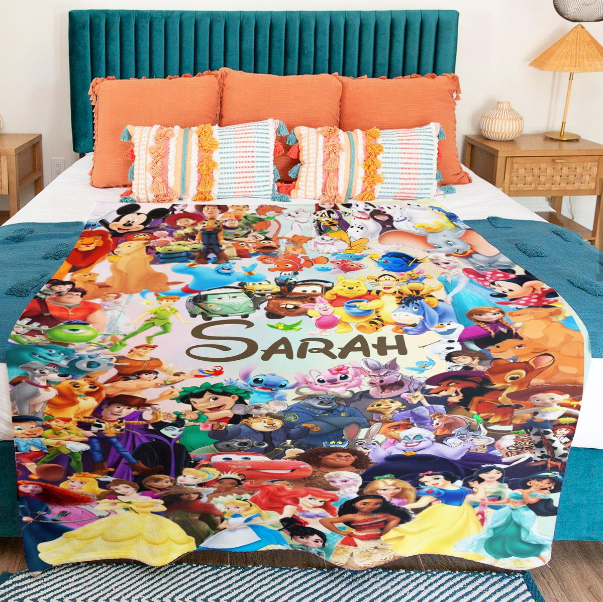 Custom Disney Character Blanket, Personalized Disney Princess Kids Fleece Blanket, Disney World Gift, Baby Birthday Gift, Mickey And Friends