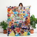 Custom Disney Character Blanket, Personalized Disney Princess Kids Fleece Blanket, Disney World Gift, Baby Birthday Gift, Mickey And Friends