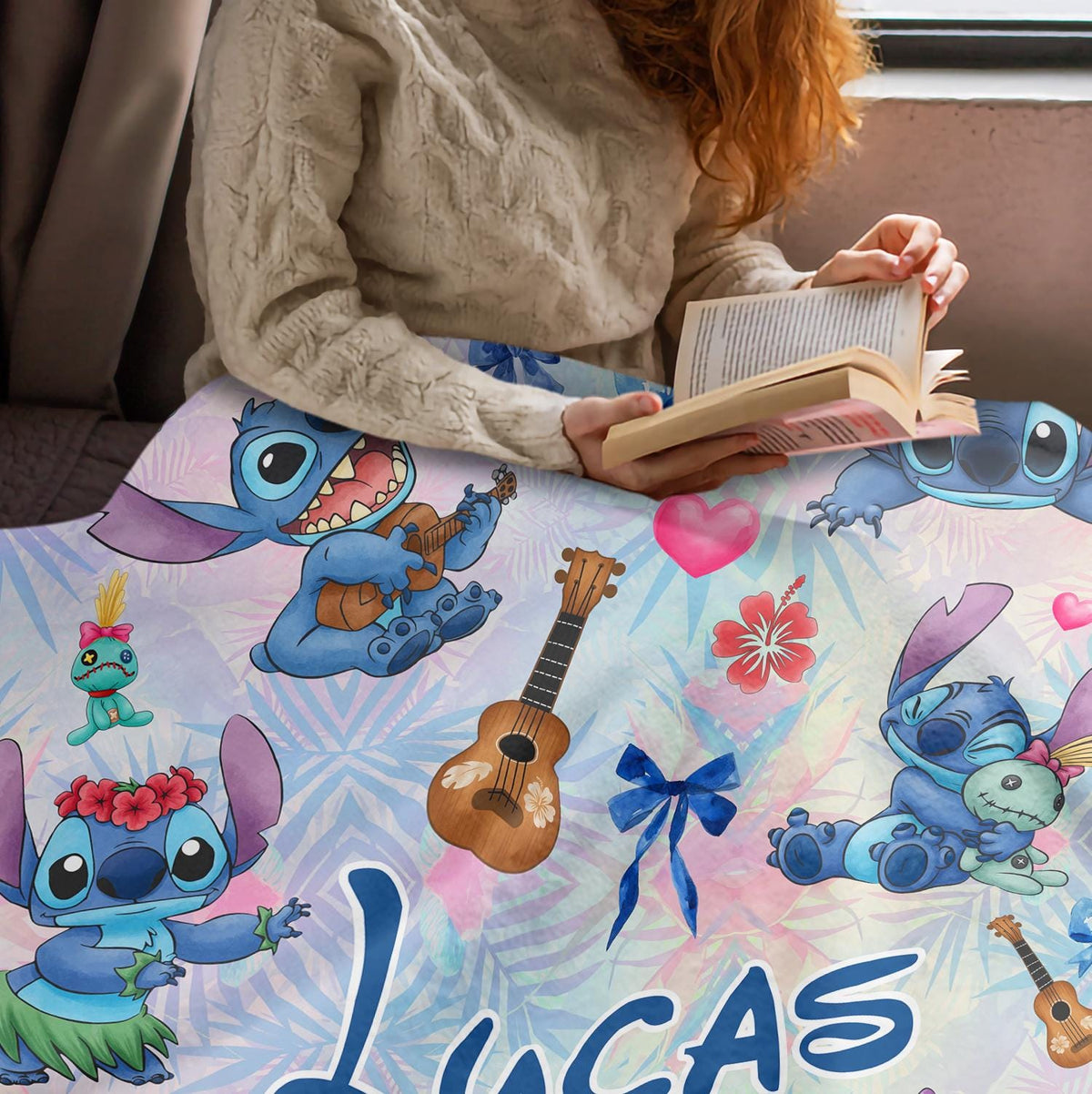 Personalized Stitch Blanket, Custom Cute Stitch Throw for Kids Baby Boy Girl, Disney Inspired Nursery Decor, Disney Birthday Gift, Xmas Gift