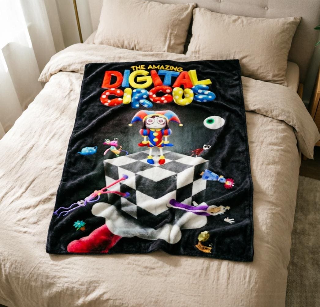 The Digital Circus Fleece Throw Blanket, Pomni Jax Caine Fan Gift