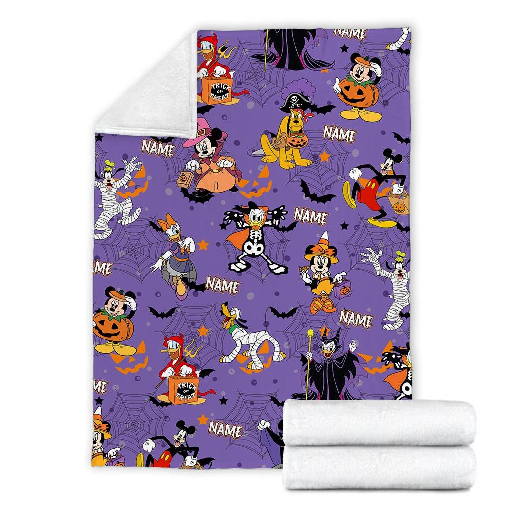 Personalized Disney Mickey and Friends Halloween Blanket, Disneyland Blanket, Disneyworld Birthday Gift Birthday Boy, Cozy Disney Home Decor