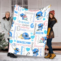 Custom Name Stitch Baby Kids Name Blanket, Personalized Lilo Stitch Baby Blanket, Stitch Blanket, Disney Trip Birthday Gift For Boy Girl
