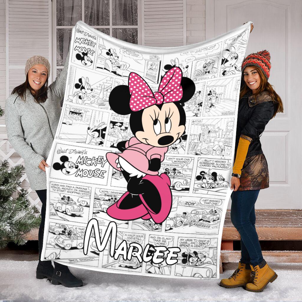 Personalized Disney Minnie Mouse Blanket, Custom Name Cartoon Movie Fleece Blanket, Magical Girl Nursery Decor Gift 2026, Baby Blanket