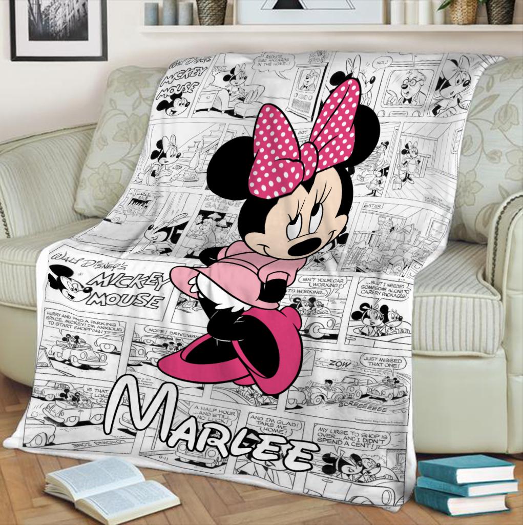 Personalized Disney Minnie Mouse Blanket, Custom Name Cartoon Movie Fleece Blanket, Magical Girl Nursery Decor Gift 2026, Baby Blanket