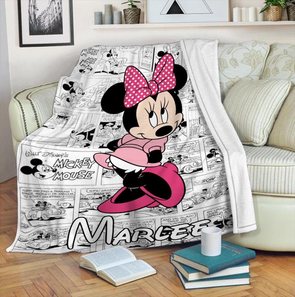 Personalized Disney Minnie Mouse Blanket, Custom Name Cartoon Movie Fleece Blanket, Magical Girl Nursery Decor Gift 2026, Baby Blanket