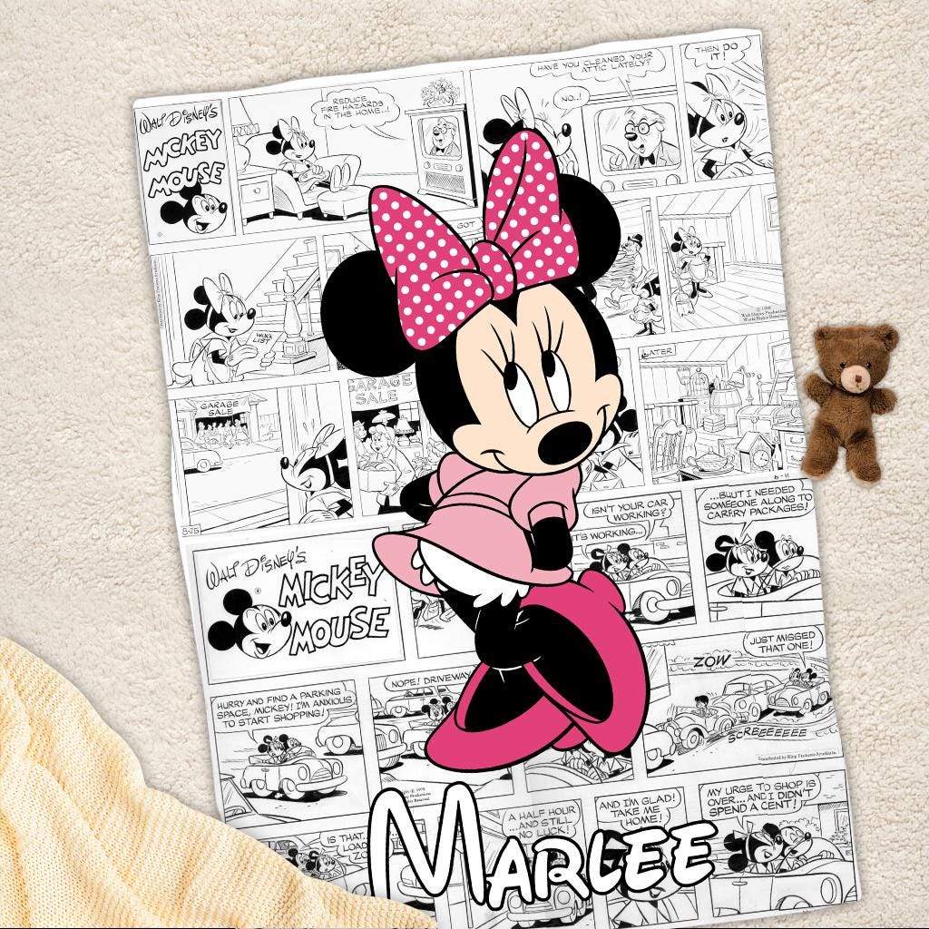 Personalized Disney Minnie Mouse Blanket, Custom Name Cartoon Movie Fleece Blanket, Magical Girl Nursery Decor Gift 2026, Baby Blanket