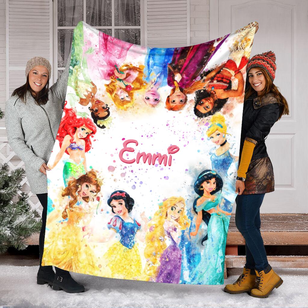 Personalized Disney Princess Blanket, Princess Ariel Belle Jasmine Fleece Blanket, Magical Girl Nursery Decor Gift 2026, Gift For Daughter