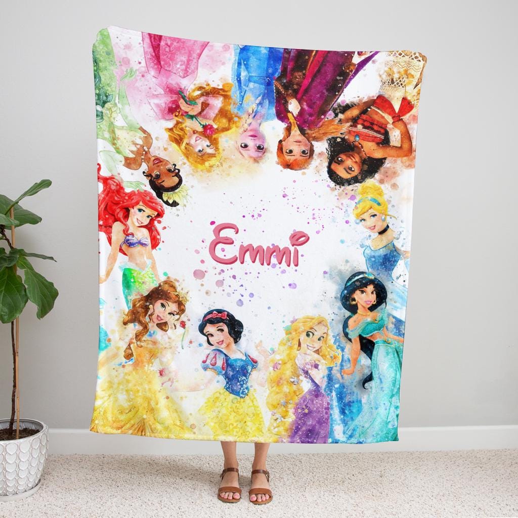 Personalized Disney Princess Blanket, Princess Ariel Belle Jasmine Fleece Blanket, Magical Girl Nursery Decor Gift 2026, Gift For Daughter