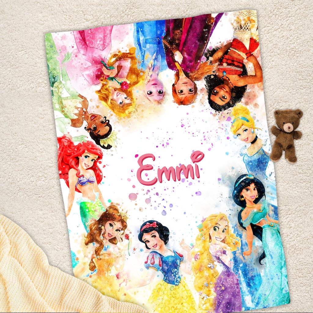Personalized Disney Princess Blanket, Princess Ariel Belle Jasmine Fleece Blanket, Magical Girl Nursery Decor Gift 2026, Gift For Daughter
