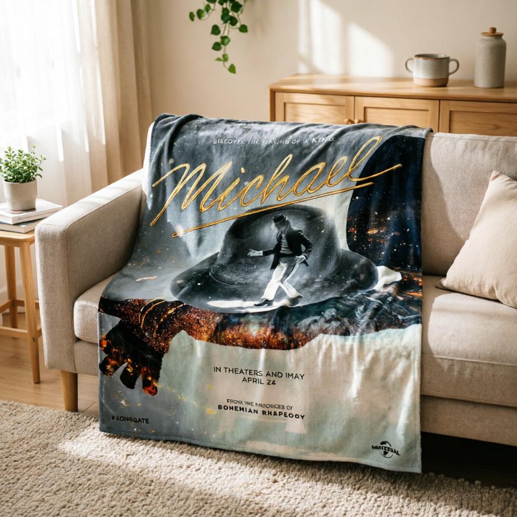 Michael Jackson Movie Poster Blanket Soft Throw, "Making of a King" Throw