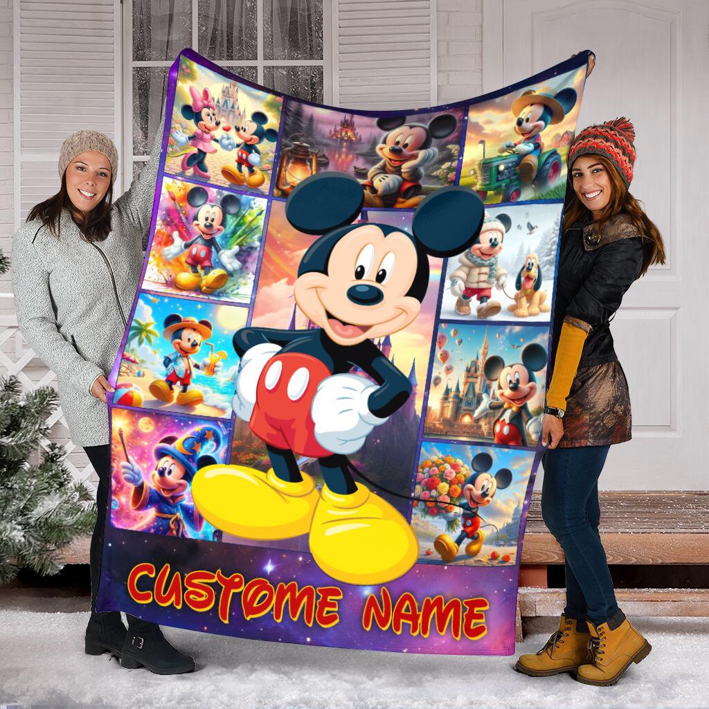 Personalized Disney Mickey Mouse Blanket, Custom Disneyland Blanket, Disneyworld Birthday Gift Birthday Boy, Cozy Disney Home Decor