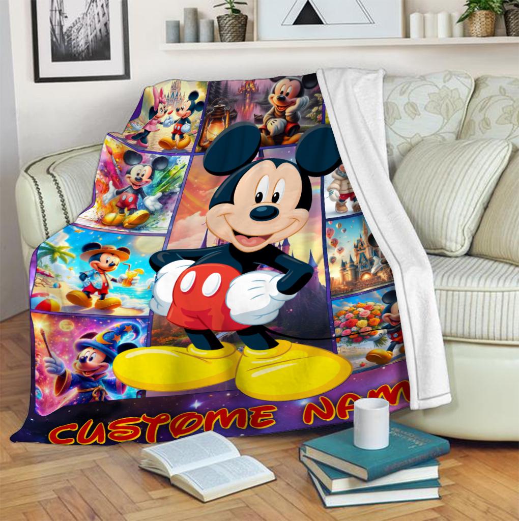 Personalized Disney Mickey Mouse Blanket, Custom Disneyland Blanket, Disneyworld Birthday Gift Birthday Boy, Cozy Disney Home Decor
