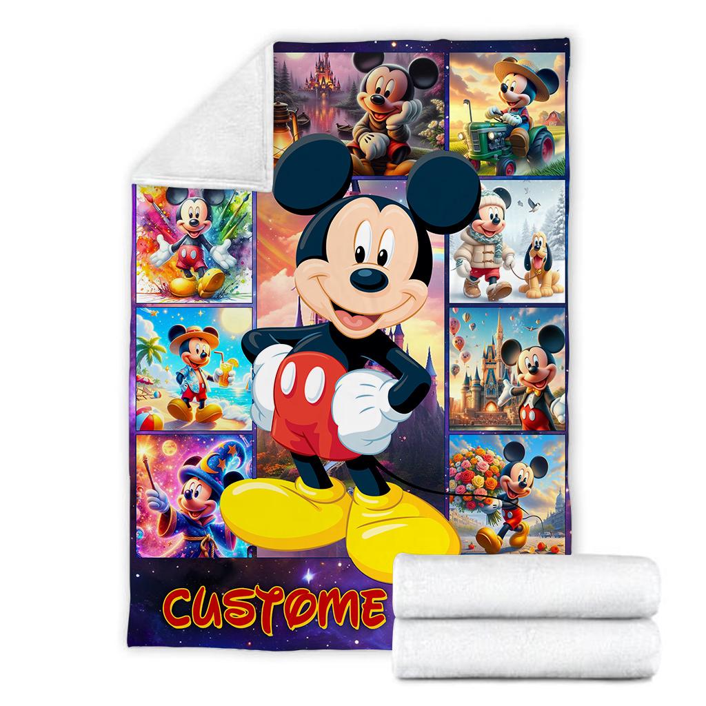 Personalized Disney Mickey Mouse Blanket, Custom Disneyland Blanket, Disneyworld Birthday Gift Birthday Boy, Cozy Disney Home Decor