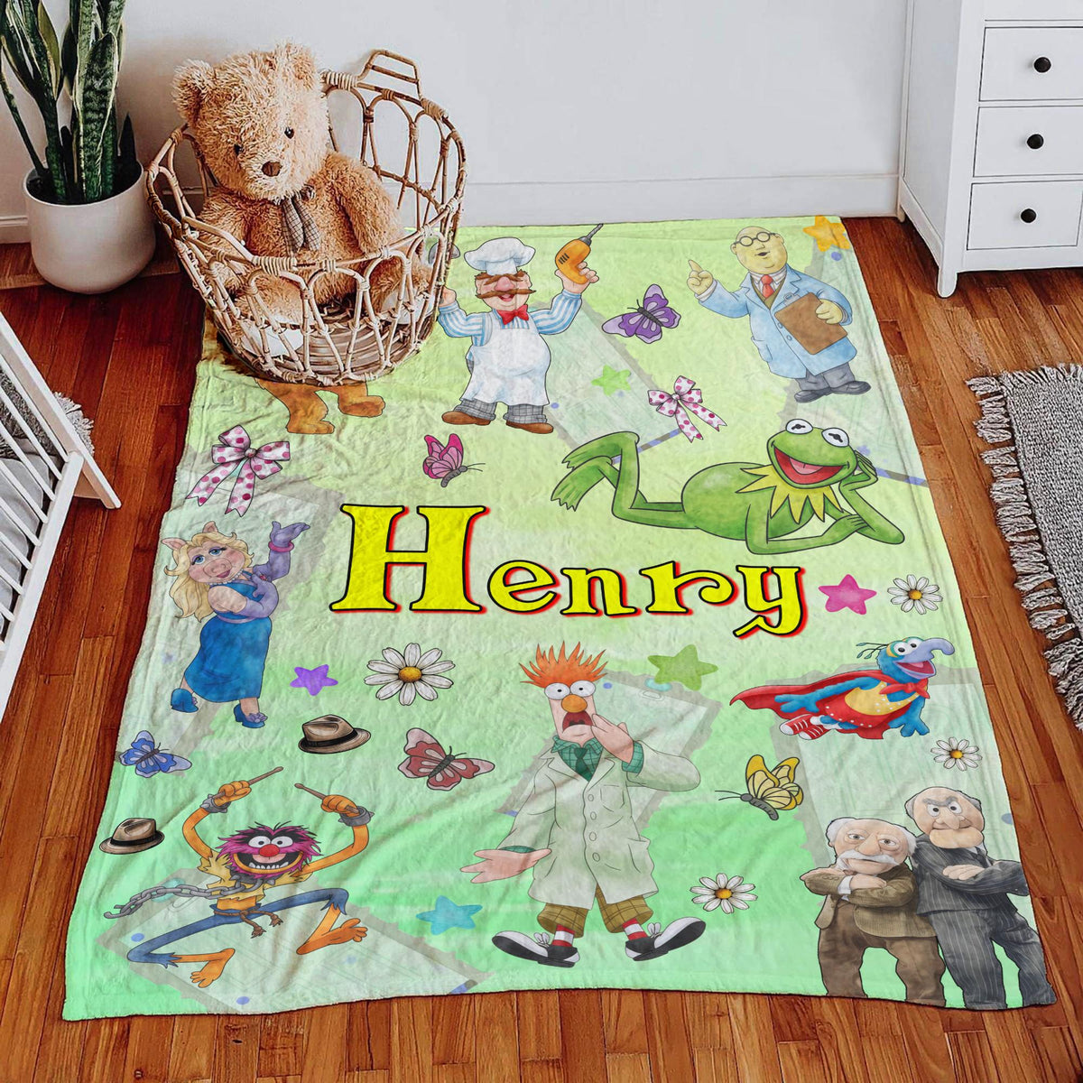 Personalized The Muppets Show Blanket, Custom Kids Throw Blanket, Muppets Character Baby Blanket, Birthday Gift for Boys, Nursery Decor Gift