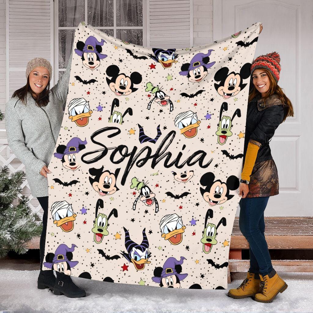 Personalized Disney Mickey and Friends Halloween Blanket, Disneyland Blanket, Disneyworld Birthday Gift Birthday Boy, Cozy Disney Home Decor