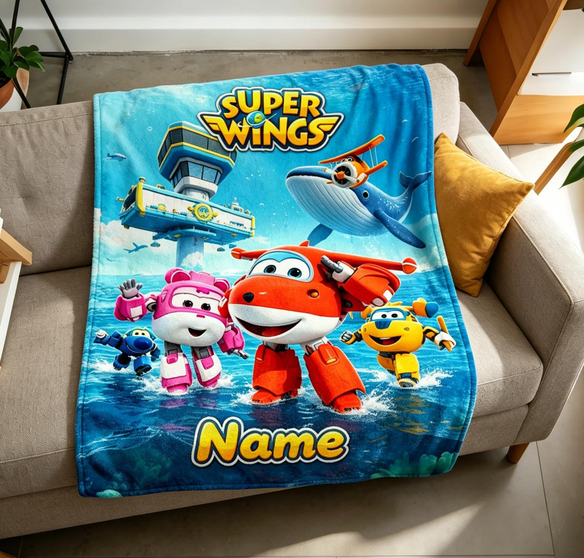 Super Wings Beach Adventure Blanket Soft Throw, Kids Room Decor