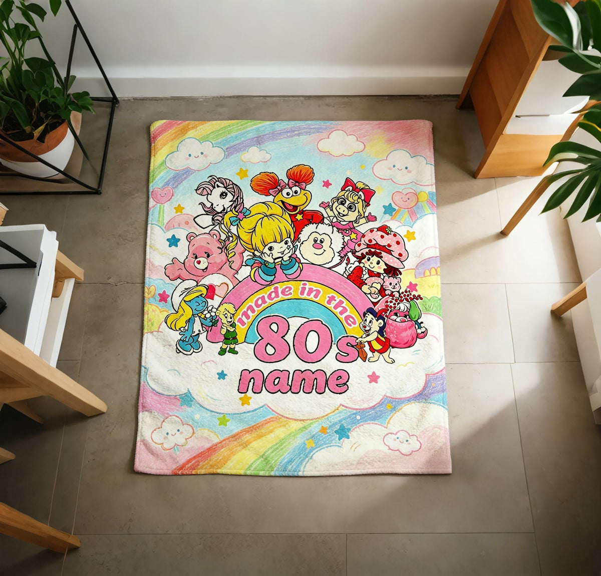 Personalized Care Bears Blanket Soft Throw, Custom Name Kids Blanket, Baby Shower Gift