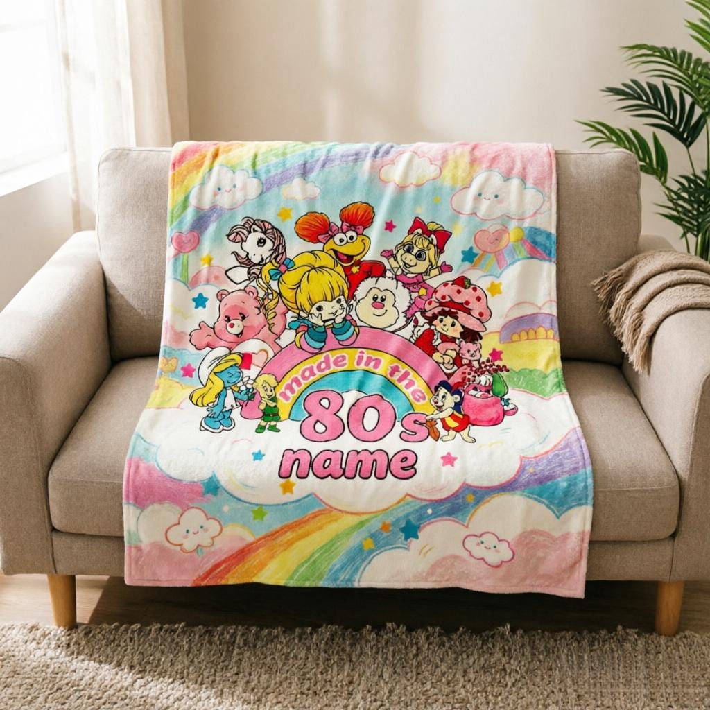 Personalized Care Bears Blanket Soft Throw, Custom Name Kids Blanket, Baby Shower Gift