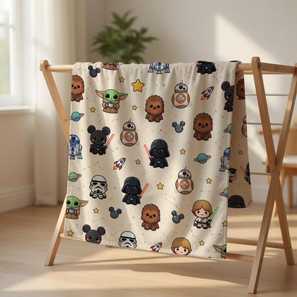 Personalized Retro Star Wars Baby Blanket, Custom Disney Star Wars Blanket