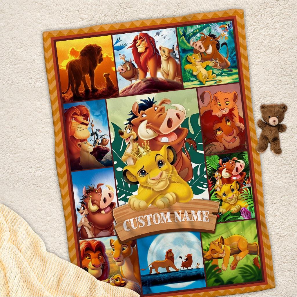 Personalized Name Disney The Lion King Blanket, Disney Mufasa Simba Timon Pumbaa Baby Blanket, Lion King Birthday Gift, Hakuna Matata