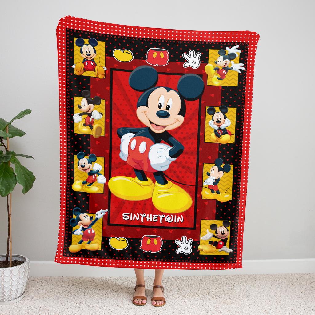 Personalized Disney Mickey Mouse Blanket, Custom Disneyland Blanket, Disneyworld Birthday Gift Birthday Boy, Cozy Disney Home Decor
