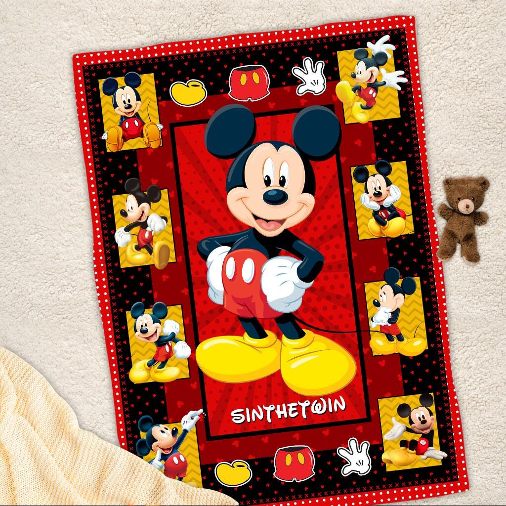 Personalized Disney Mickey Mouse Blanket, Custom Disneyland Blanket, Disneyworld Birthday Gift Birthday Boy, Cozy Disney Home Decor