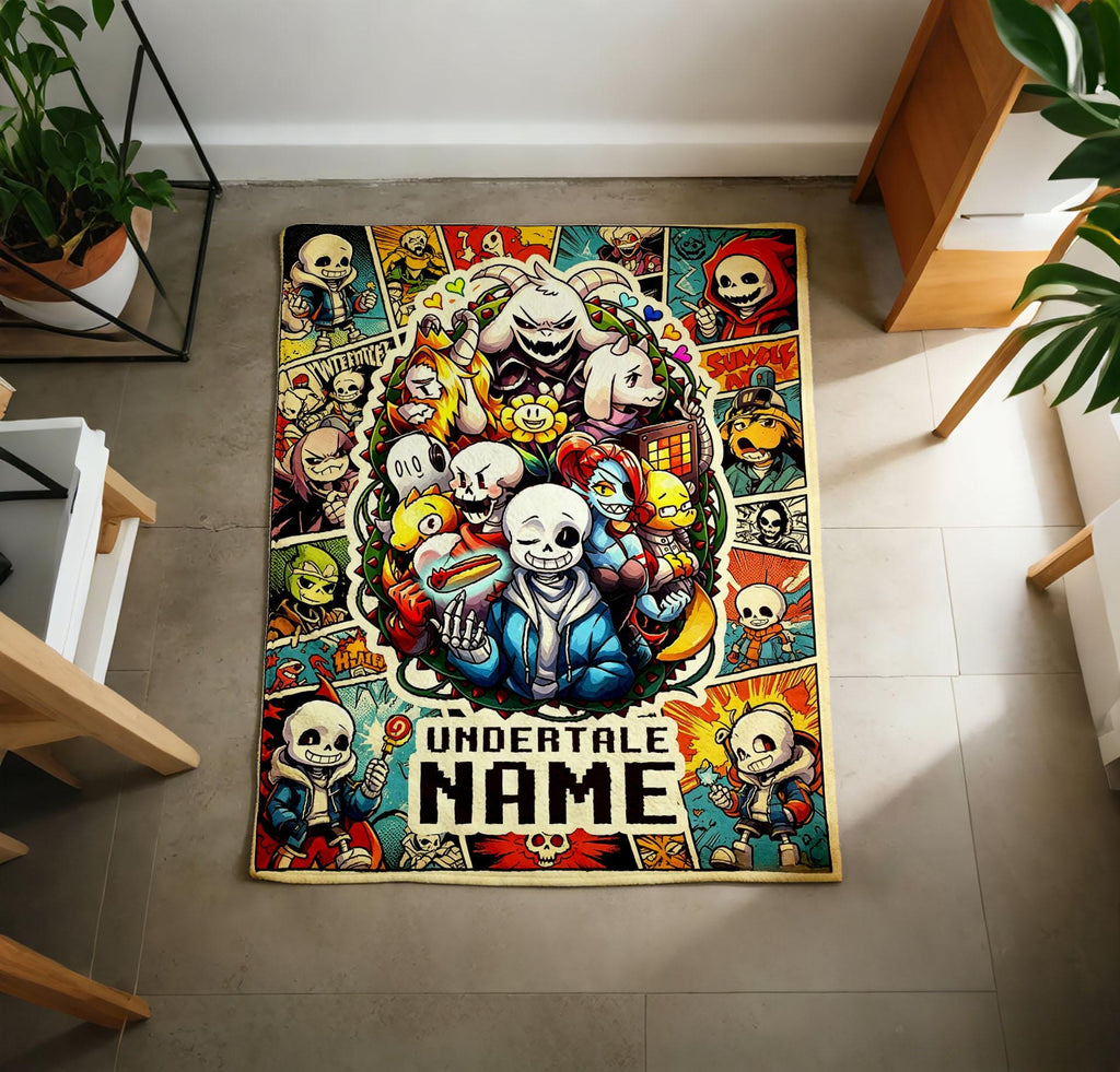 Personalized Undertale Blanket Soft Throw, Custom Name Sans Fan Gift