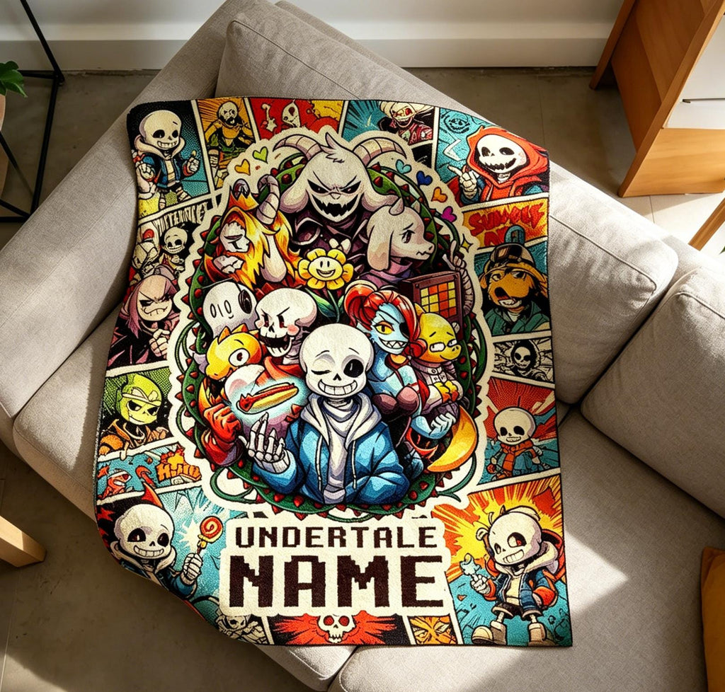 Personalized Undertale Blanket Soft Throw, Custom Name Sans Fan Gift