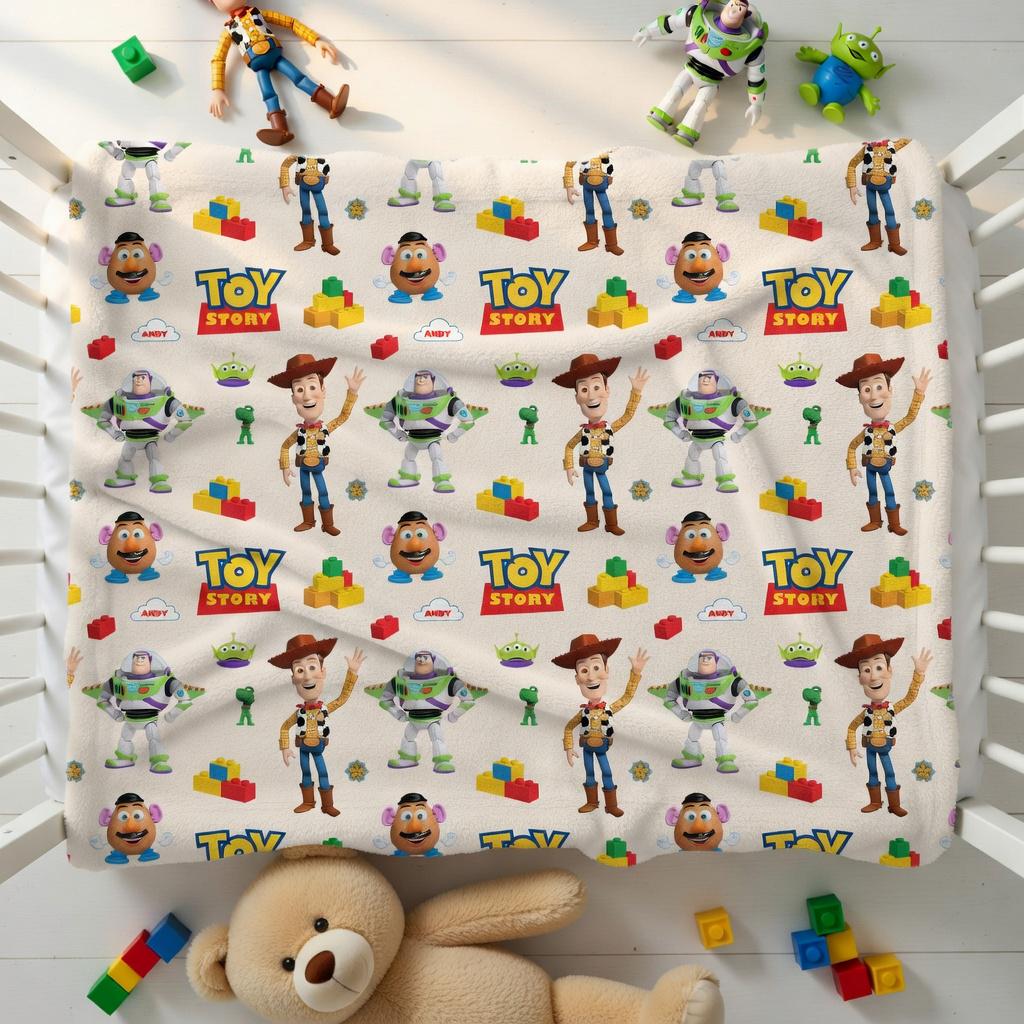 Custom Toy Story Baby Blanket, Disney Plushy Blanket, Personalized Baby Shower Gift, Nursery Baby Blanket