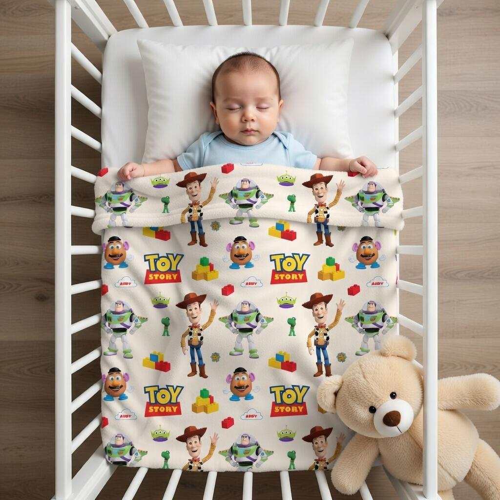 Custom Toy Story Baby Blanket, Disney Plushy Blanket, Personalized Baby Shower Gift, Nursery Baby Blanket