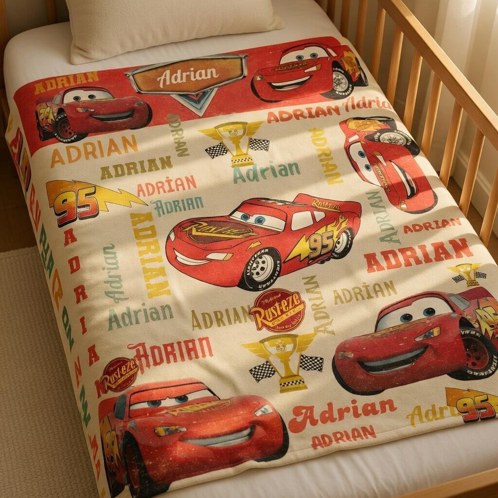 Pixar Cars Blanket, Disney Lightning McQueen Cars Baby Blanket, Baby Nursery Gift