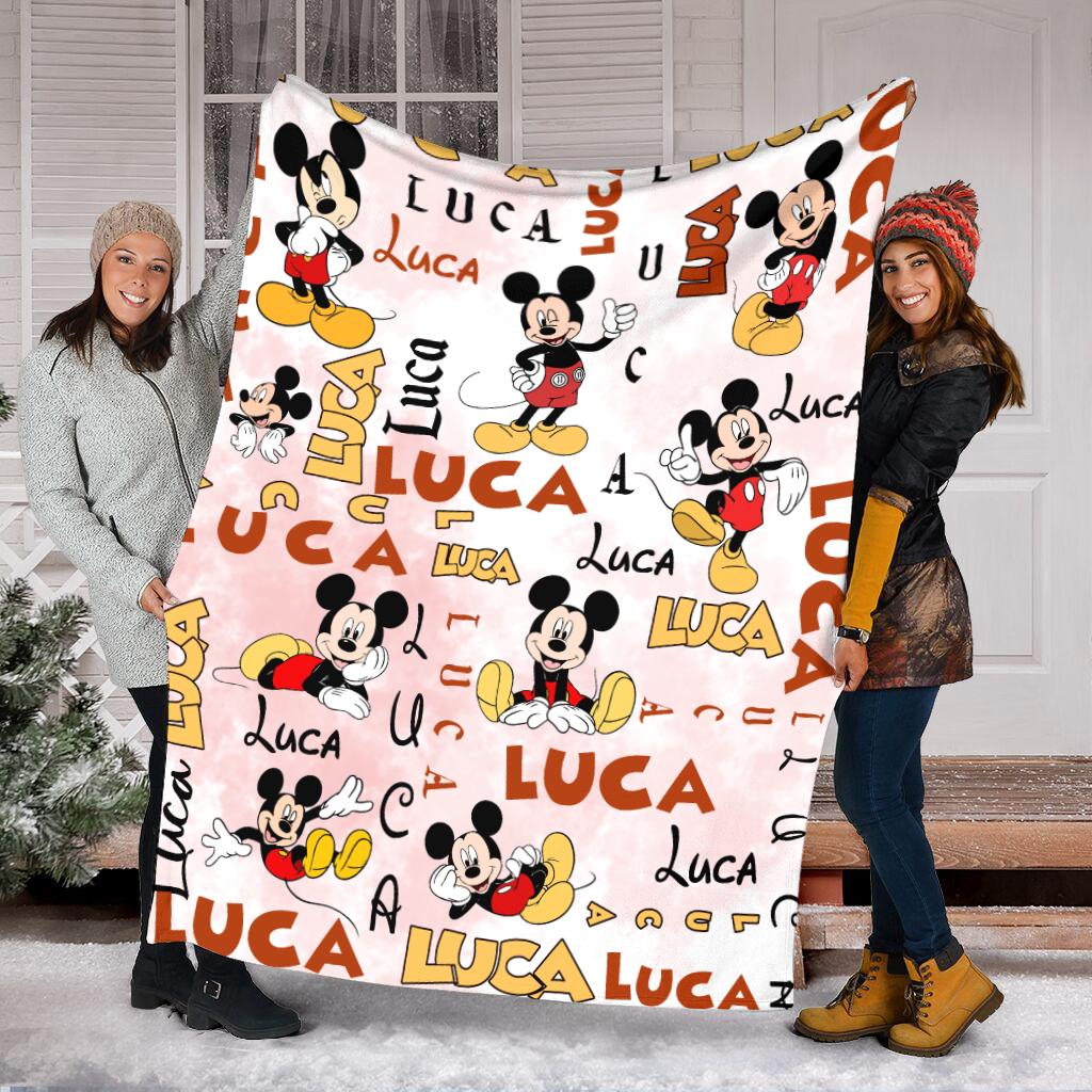 Personalized Mickey Baby Blanket, Custom Name Mickey Baby Kids Name Blanket, Disney Mickey Blanket, Disney Trip Birthday Gift For Boy Girl