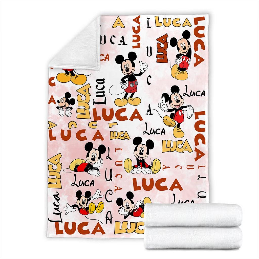Personalized Mickey Baby Blanket, Custom Name Mickey Baby Kids Name Blanket, Disney Mickey Blanket, Disney Trip Birthday Gift For Boy Girl