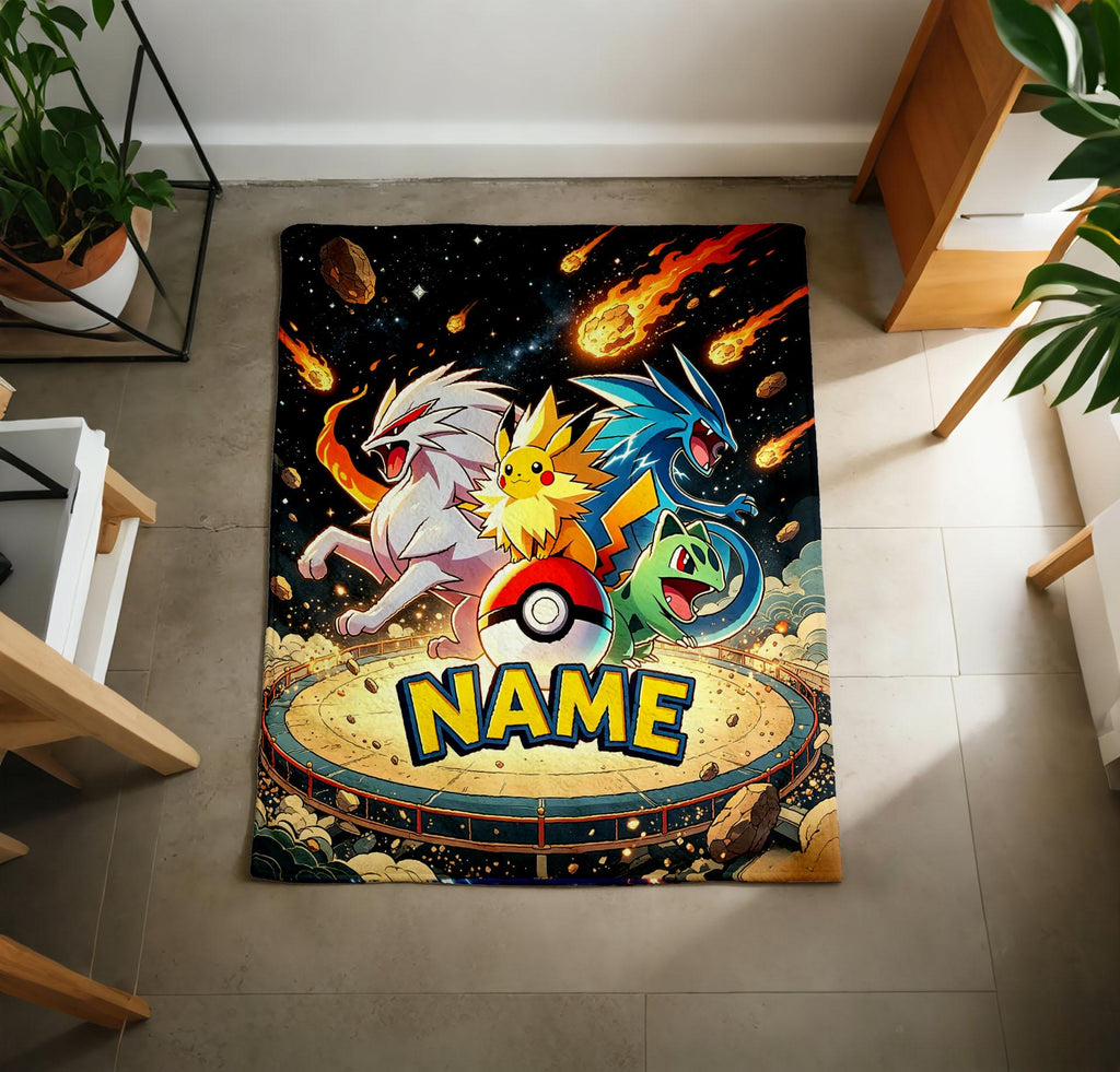 Personalized Pokémon Legendary Trio Blanket Soft Throw, Custom Name Throw, Kids Birthday Gift