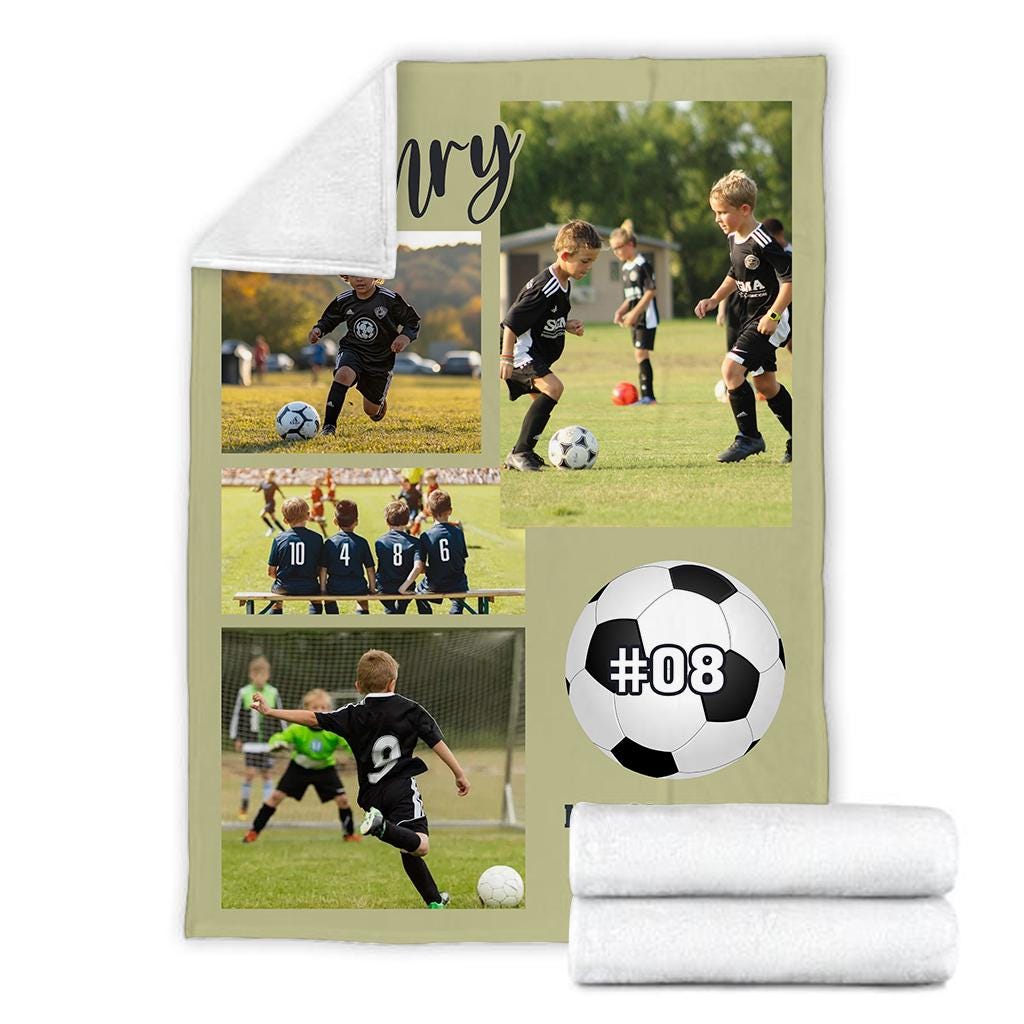 Custom Soccer Photo Blanket, Personalized Name, Team Name, Color Can Be Customized, Team Gift, Spirit Wear, Mom Dad Fan Gear, Home Decor