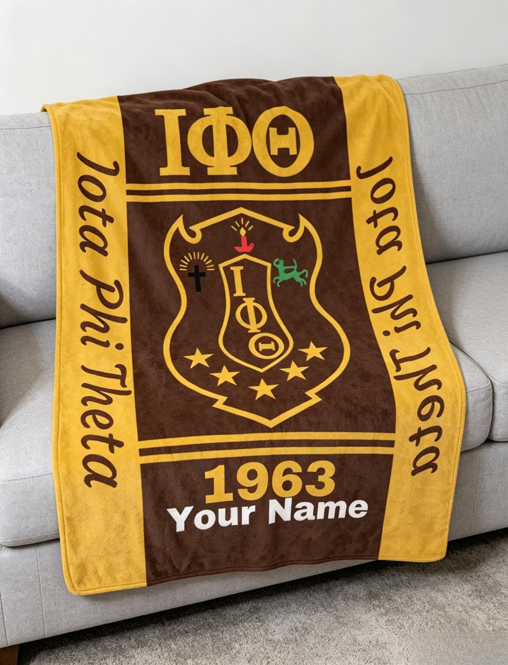 ΙΦΘ Paraphernalia Blanket Soft Throw, Custom Name 1963 Fraternity Throw