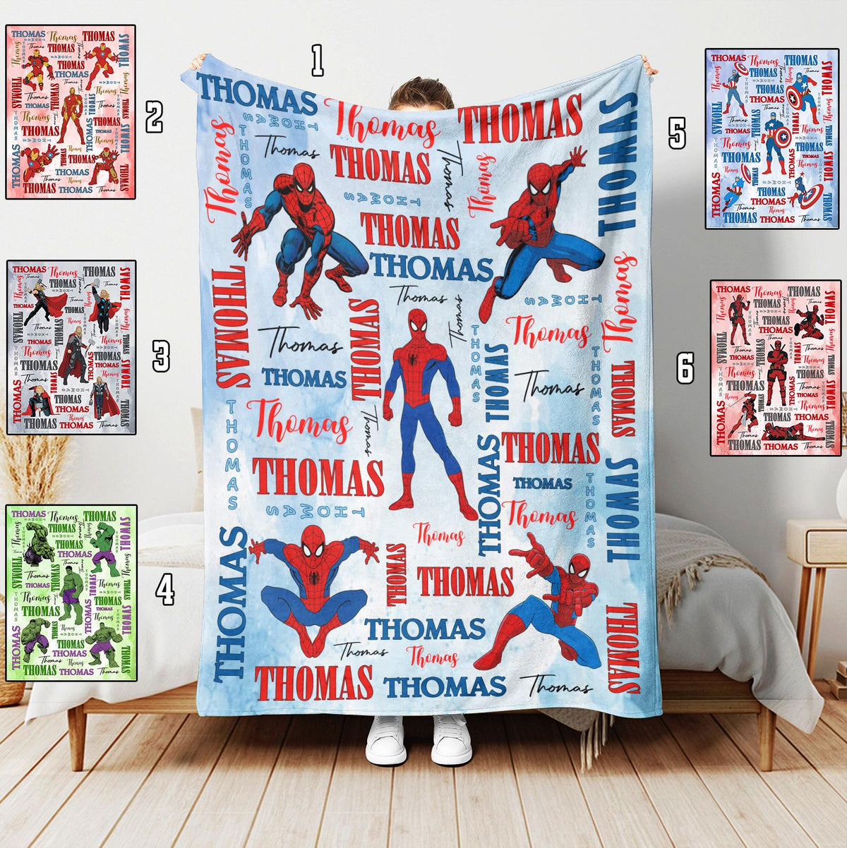 Personalized Marvel Avengers Blanket, Marvel Fan Blanket, Spiderman Ironman Hulk Deadpool Thor Captain America Blanket, Disney Birthday Boy