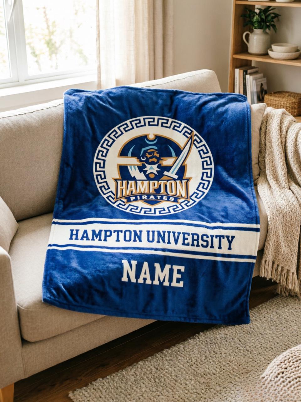 Personalized Hampton University Pirates Throw Blanket – HBCU Grad Alumni Gift